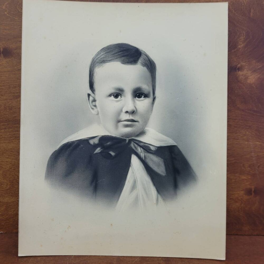 Large Antique Portrait Drawing Of A Beautiful Child In 19th Century 16"x20"